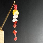 満月と紅葉の簪 ヘアアクセサリー 髪飾り 秋  和 お月見 十五夜 雲 和風 かんざし