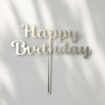【送料込み】Lunne. ケーキトッパー　木目調　Happy Birthday　お誕生日