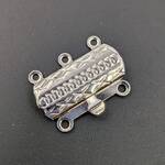  アクセサリーパーツ 留め金 3連 シルバー 5個 19mm[4582434319393]