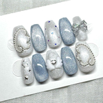 No.1 ネイルチップ　ウィッシュコア　水色　ホワイト