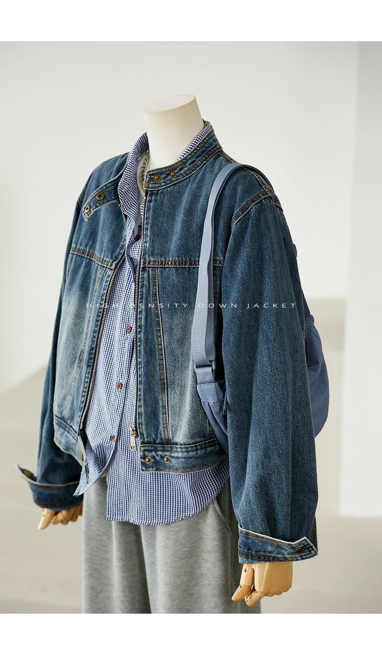 ショート丈デニム　ロングスリーブファスナー付き　ジャケット 6,065円