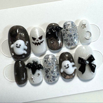No.11 ネイルチップ　ハロウィン　ブラック×ホワイト