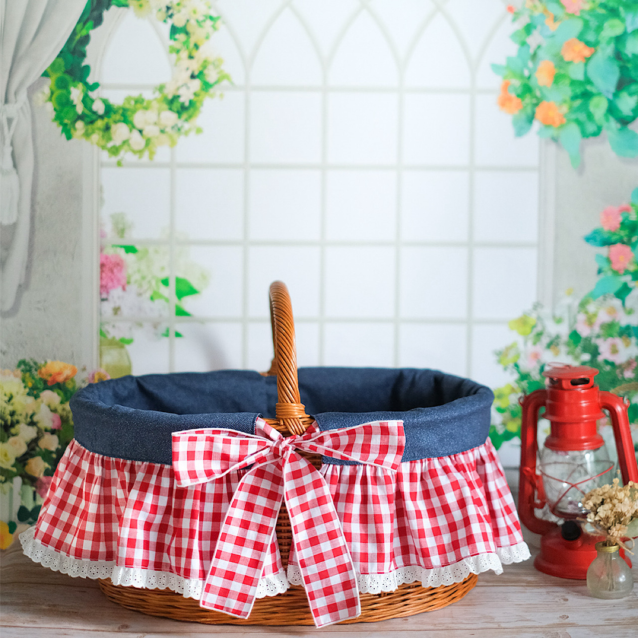 犬 バスケット かごキャリー カゴカバー フラワー刺繍 フリル