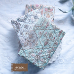 インド刺繍生地で仕立てた特別な『文庫本専用』ブックカバー　【グリーンシュガー】