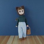 【1/6・21cmoutfit】丁寧に作ったテーパードゴムパンツ(ギンガム水色S)
