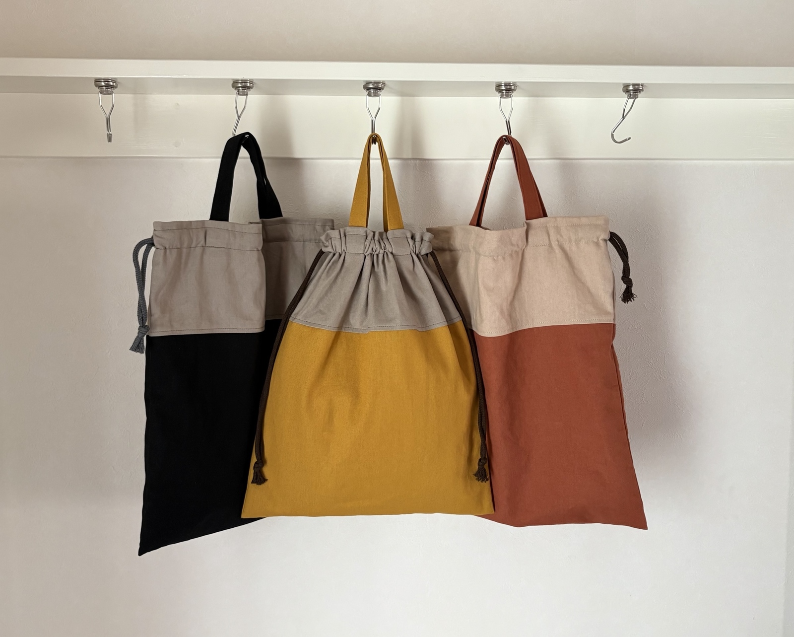 11色】シンプル バッグインバッグ 生成り 11号帆布 マグネットボタン L