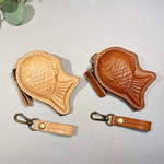 【Creare】栃木レザー　本革　たい焼きポーチミニ　コインケース　財布　ギフトにも♪ 刻印入れ可能♪ ※受注生産