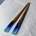 木とレジン　青池の箸【ブルーホール】再販