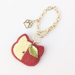刺繍バックチャーム✽にゃんご（赤）