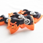 【再販】ハロウィン　シンプルキュートなオレンジリボン　ジャックオーランタン　犬リボン　ペットアクセサリー