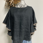 リネンでラッフルスリーブブラウス