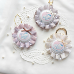 【両面】マタニティロゼット𖧷パール•チュール•リボン付き୨୧ 双子用三つ子用に変更可　マタニティマーク　マタニティキーホルダー　オーダー　安産祈願