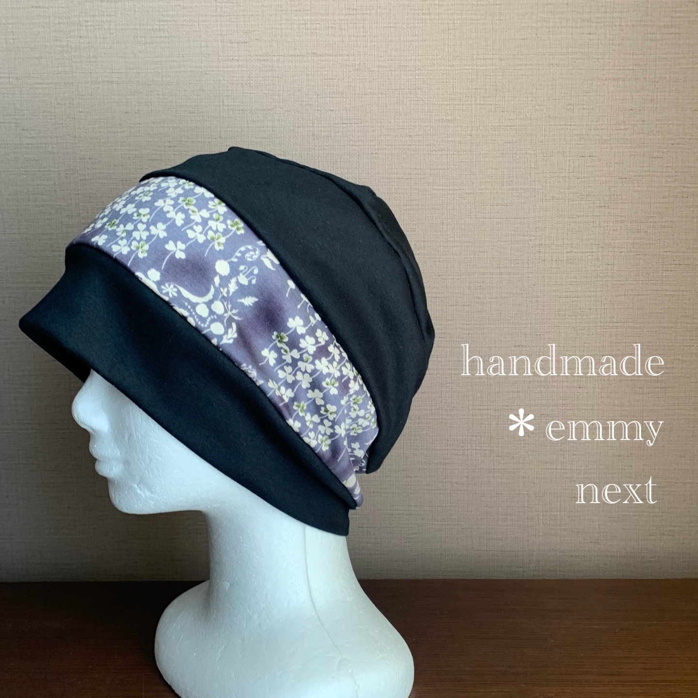 送料無料＊handmadeダブルガーゼ帽子〈北欧ストライプ・グレー