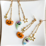 ハロウィン カラフルおばけとカボチャのピアス