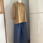☆ 秋SALE🍂播州織　細番手デニム　ブラウス