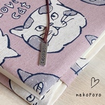 【ハードカバー】猫ブックカバー ネコ　ねこ　かわいい　可愛い　ピンク　北欧 リネン 麻 nekopoyo ねこぽよ