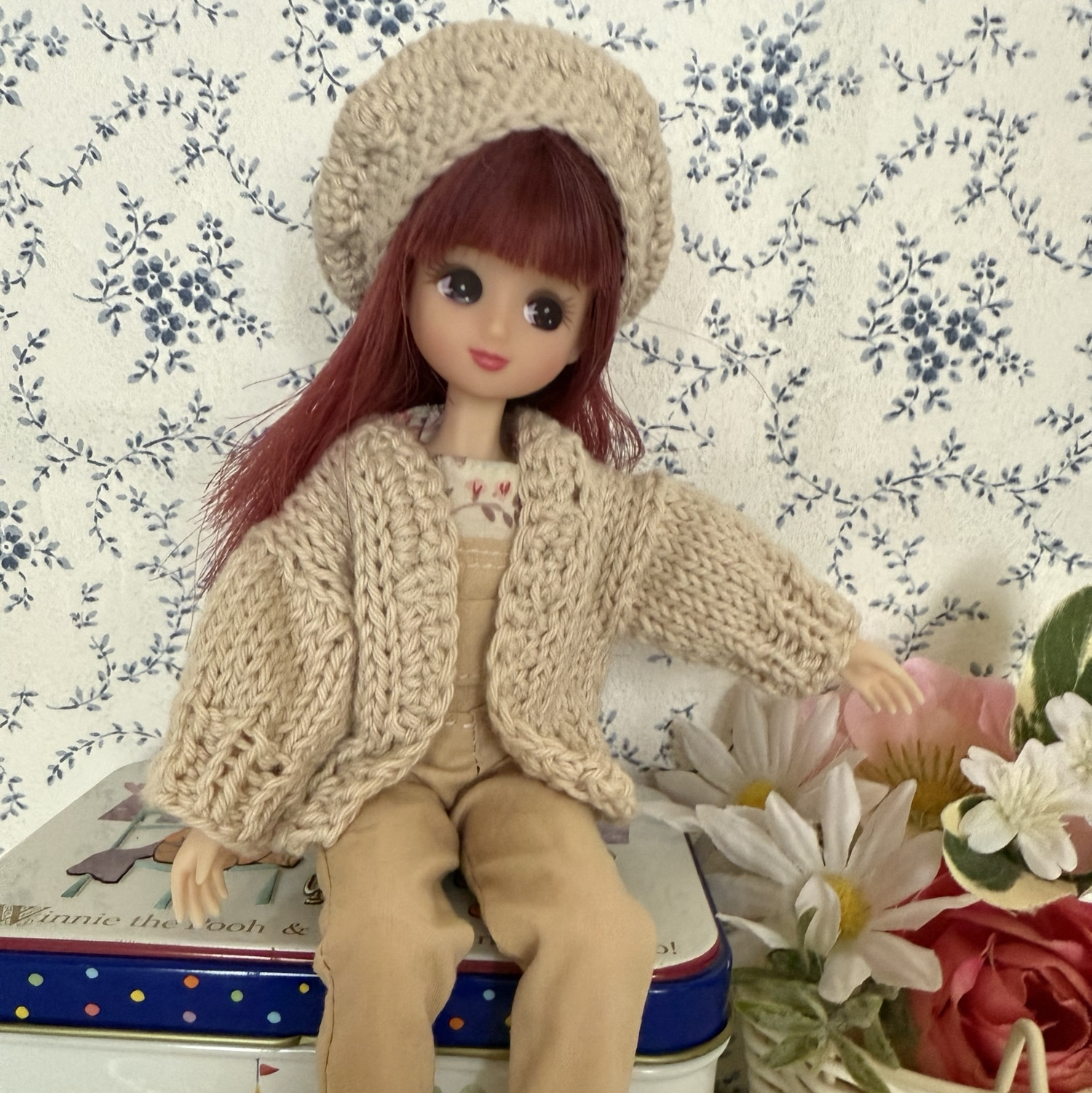 手作りモヘア刺繍セット（ベレー帽 + カーディガン + ワンピース） カーディガン ベレー帽セット - Rose 〜handmade shop〜 | minne byGMO