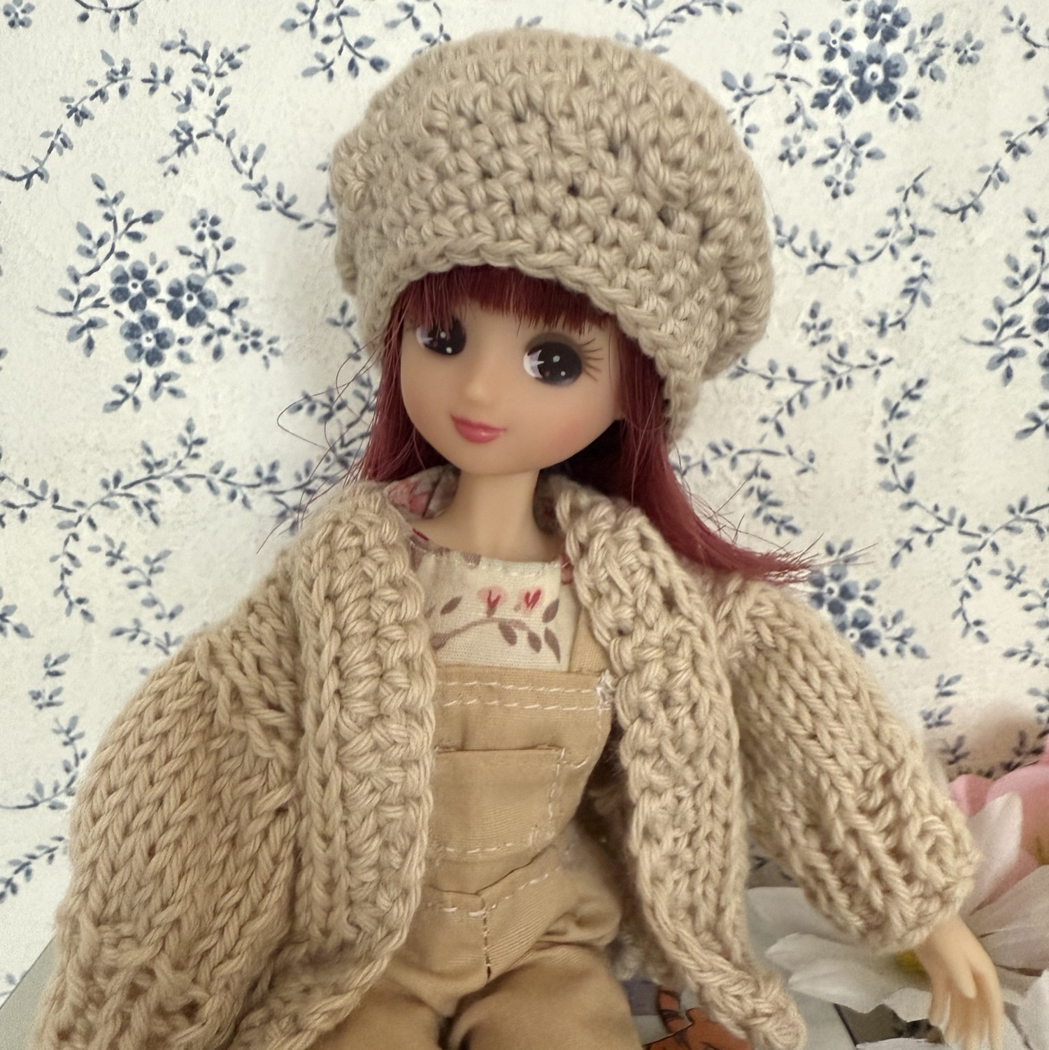 手作りモヘア刺繍セット（ベレー帽 + カーディガン + ワンピース） カーディガン ベレー帽セット - Rose 〜handmade shop〜 | minne byGMO