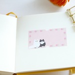 ジャンボラベラーシール　長毛猫とお花　12枚セット