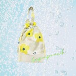 撥水 スパポーチ  レモン色 北欧 花柄
