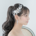 【ha13】ウェディング ヘッドドレス ヘッドピース ブライダル シルバー 