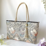 再販　帯バッグ【立涌蝶紋様】金箔　2way バッグ　 ラッピング対応　着物帯リメイクバッグ