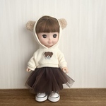 クマ耳パーカー＆チュールスカート ♡メルちゃんソランちゃんハンドメイド服