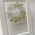 黄花コスモス-マム-銀木犀のリース　ステンドグラス風クリアグラスアート　