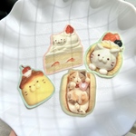 猫スイーツシール　プリン・ショートケーキ・オムレット・ロールケーキ　4枚セット