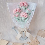 枯れないお花 カーネーション  編み物 かぎ編み 毛糸 花  花束 母の日 プレゼント 贈り物 インテリア 匿名配送