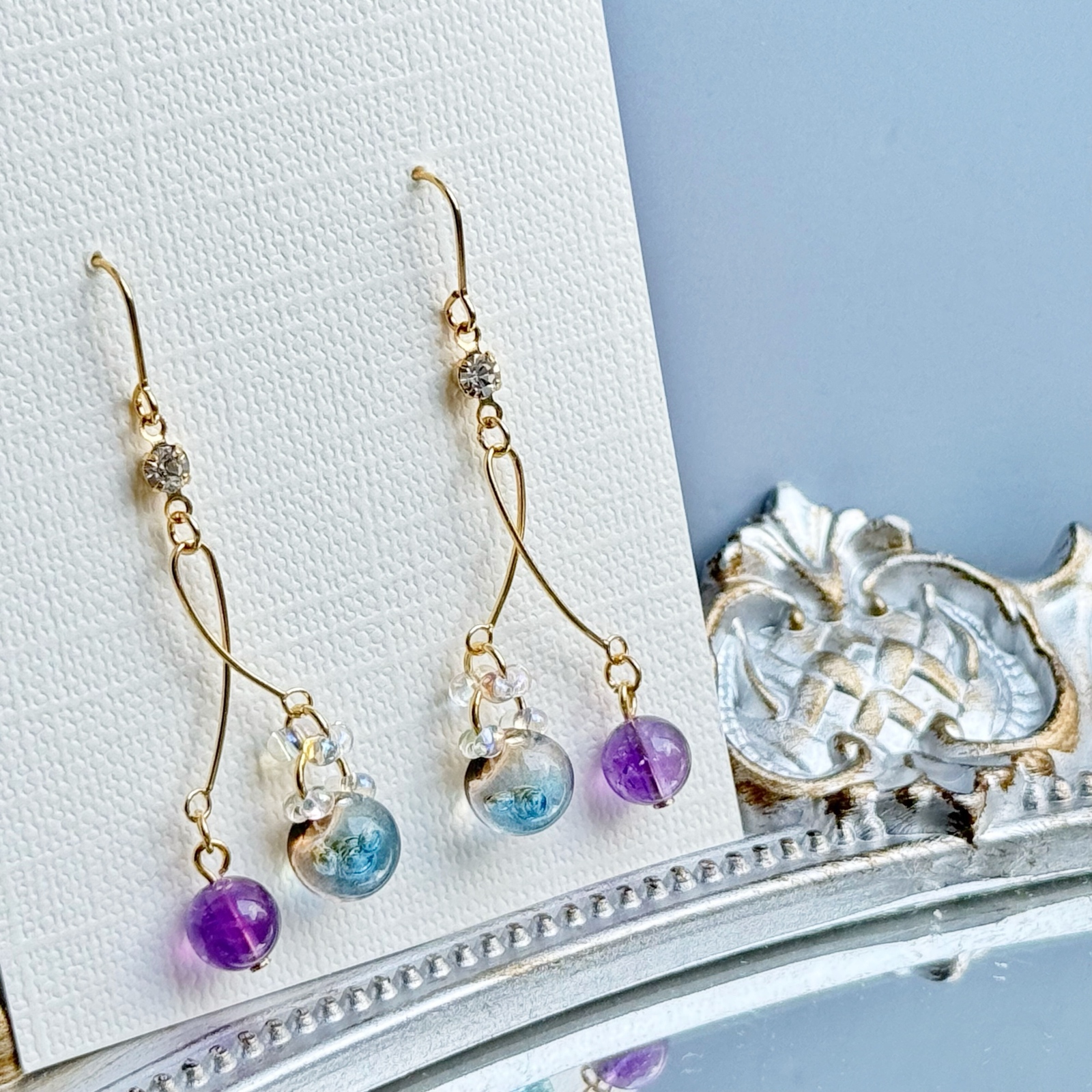 ちまっ♡チェシャ猫風&風鈴風　樹脂薔薇　ピアス/イヤリング✩*॰¨ caa400a860086dc60f8939cdf4fc27