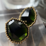 2pcs)4034)18kgp！オリジナルピアス)dark green)#5k