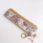 レザーコンビスリムペンケース・リング引手　リバティ　セリーヌ　ウォールナッツ　中布付き　19×5.5cm