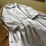【SALE】丸襟　ストライプワンピース