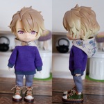 濃い藤色　パーカーとパンツのセット（ねんどろ調整オビツ11ボディ共有サイズ）