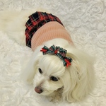 犬リボン　秋色チェック　トリプルリボン　JDバレッタ