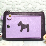 カードポケット付きポーチ（犬・パープル・ラベンダー色）シュナウザー・パスケース・テリア #古稀 #喜寿