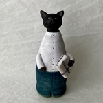 猫　本を読む（黒）