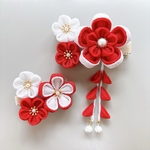 🌸【つまみ細工髪飾りセット・赤④】🌸 3歳　七五三　お宮参り　お食い初め　夏祭り　ベビークリップ