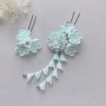 つまみ細工　七五三髪飾り　水色