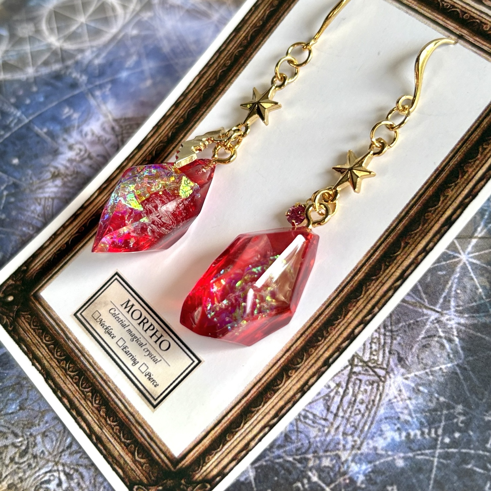 メグえもんページ☆ハンドメイド　レジン　7点 夢見る月のチャーム めじるしアクセサリー(レジンアクセサリー