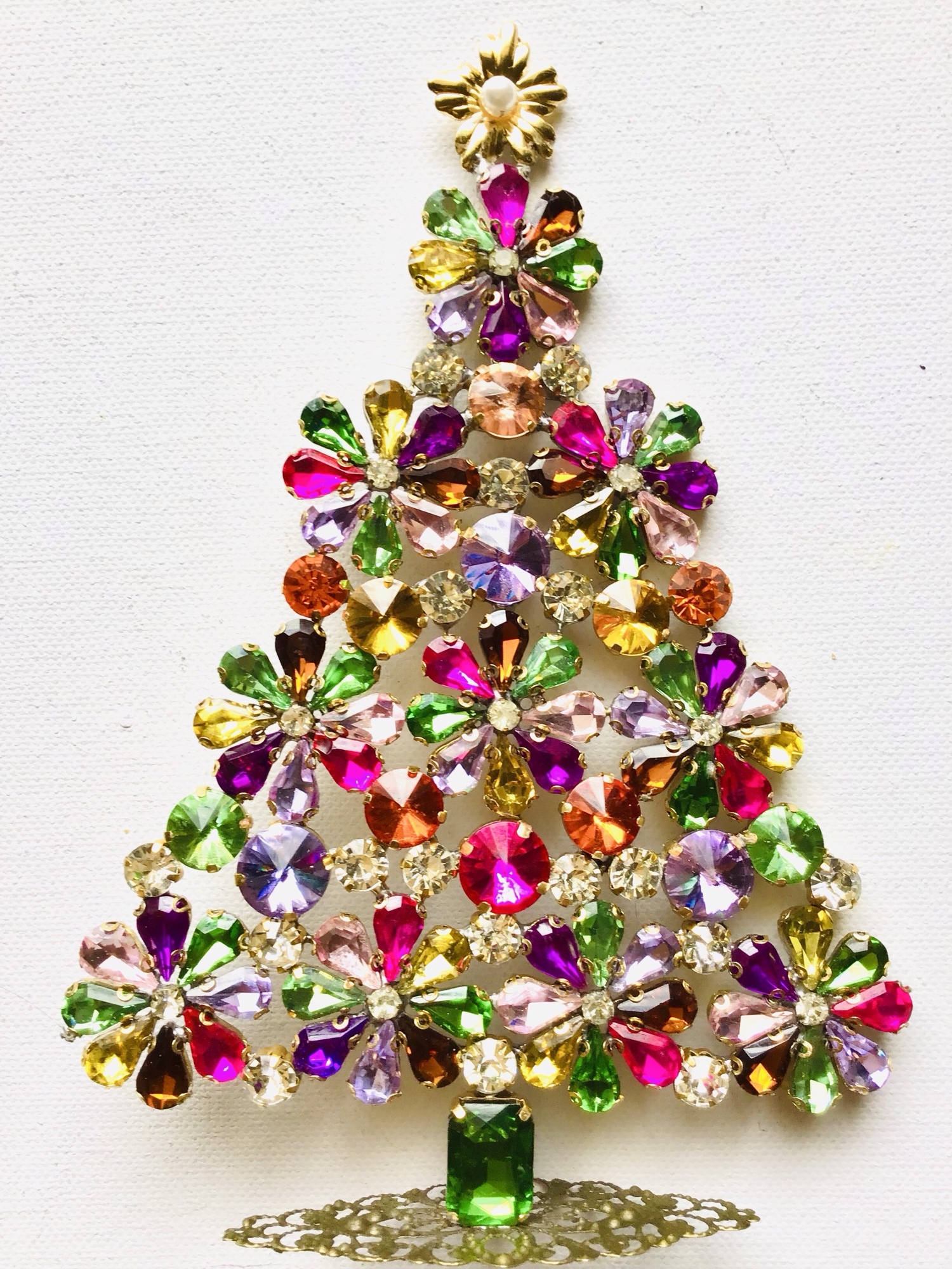 チェコ　ラインストーン　チェコガラス　クリスマスツリー