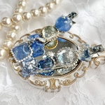 【ヘアクリップ】瑠璃色の華やかな髪飾り【Jewel Drop】