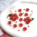 オリジナル作品★12mm ポインセチア　ゆり　フリージア　お花のアセテートパーツ　シャインレッド