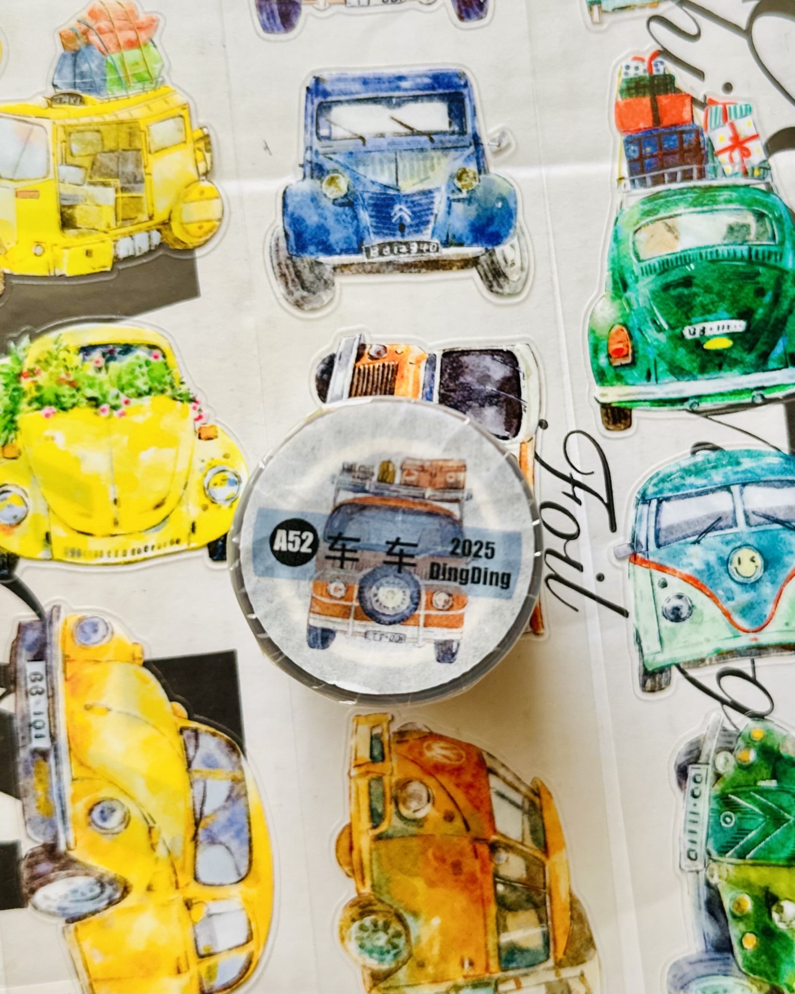 【8713】海外　マステ　5m巻売り　PETカッティング　マスキングテープ　車 8713】海外 マステ 5m巻売り PETカッティング マスキングテープ