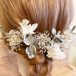 【G-12】 カスミソウ　かすみそう　あじさい　グリーン　ユーカリ　プリザーブドフラワー　ドライフラワー　ヘアアクセサリー　ヘアード　ヘッドドレス　結婚式　成人式　前撮り　可愛い　七五三　こども
