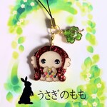 オルゴナイト　アマビエ様ストラップ（ホログラムレッドヘアー＆タンザナイトアイカラー瞳）