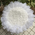 カフェマット🤍ふわふわ水玉フリル🤍直径52㎝（フリル含）