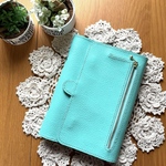 幅広バイブル システム手帳　フルカバー　牛革　ティファニーブルー　バイブルサイズ　本革　レザー　ターコイズ　ミントグリーン　ペンケース　手帳カバー　B6 オーガナイザー