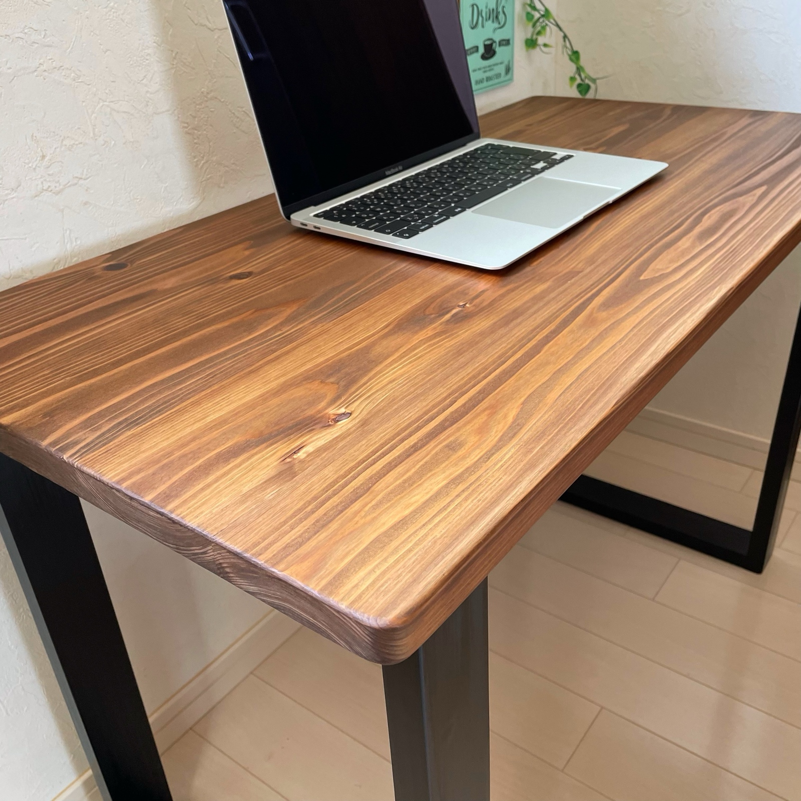 天然木 無垢テーブル パソコンデスク 作業テーブル ミシン台 ダイニングテーブル 天然木 無垢テーブル お好きなカラー、高さで！ パソコンデスク